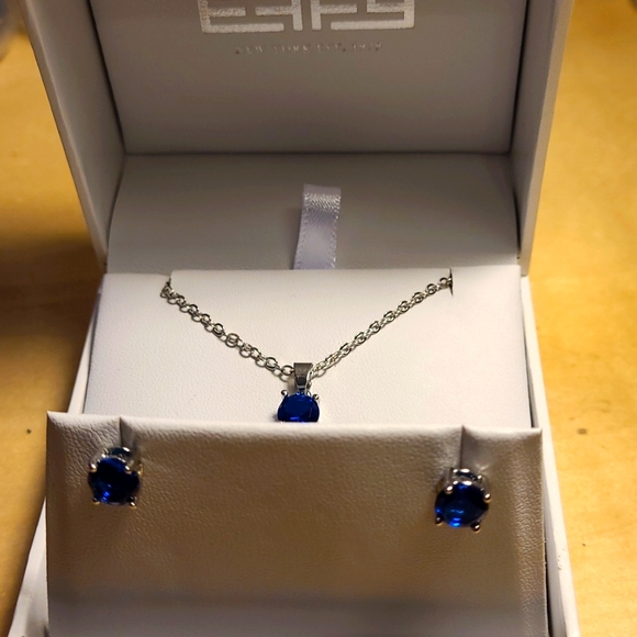 Lab-created Blue Sapphire Necklace and Earrings Set, from Effy - Picture 7 of 9